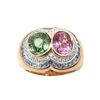 JR0360K - Pink Sapphire and Tsavorite with Pastel Blue Sapphire & Diamond Ring Set in 18K Rose Gold Setting