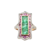 JR0348K - Art Deco Emerald, Pink Sapphire, and Diamond Ring Set in 18K Rose Gold Setting