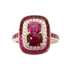 JR0361K - Ruby, Pink Sapphire with Diamond Art Deco Style Ring Set in 18K Rose Gold Setting