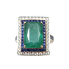 JR0268K - Emerald with Blue Sapphire and Diamond Ring set in 18K Rose Gold Setting