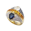 JR0069K - Blue & Yellow Sapphire with Diamond Ring set in 18k Gold Setting