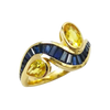 JR0074K - Yellow and Blue Sapphire Ring Set in 18K Gold Setting