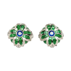 JE0194K - Blue Sapphire, Emerald, and Diamond Earrings Set in 18K Gold Setting