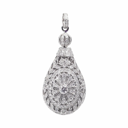 JP0043L - Diamond Filigree Pendant set in 18K White Gold Setting