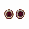 JE0236K - Cushion Cut Ruby with Diamond Earrings Set in 18K Gold Setting