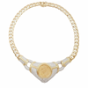 JN0003MK - Gold Coin with Pave Diamond Necklace set in 18K Gold Setting
