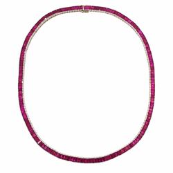 JN2643AK - Ruby Tennis Necklace Set in 18 Karat White Gold Setting