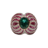 JR0448K - Emerald with Pink Sapphire and Diamond Ring Set in 18K Rose Gold Setting