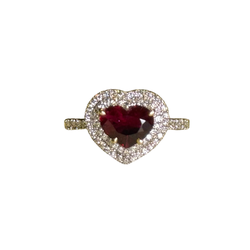JR0450K - Heart Shape Ruby with Diamond Ring Set in 18K Gold Setting