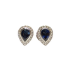 JE0366K - Blue Sapphire with Diamond Earrings Set in 18K White Gold Setting