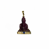JP0123K - Carved Ruby Buddha with Cabuchon Sapphire Pendant Set in 18K Gold Setting