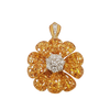 JPB6071 - Invisible Set Yellow Sapphire with Diamond Flower Brooch or Pendant Set in 18 Karat Gold