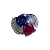 JR0953Y - GIA Certified Heart Shape Burmese Ruby, Sapphire with Diamond Ring Set in Platinum Setting