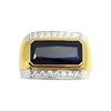 JR0399K - Blue Sapphire with Diamond Men’s Ring Set in 18K Gold Setting
