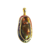 JP0231L - Fire Agate with Fancy Sapphire Pendant set in 18K Gold Setting
