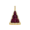 JP0109L - Carved Ruby with Diamond Buddha Pendant set in 18K Gold Setting