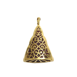 JP0109L - Carved Ruby with Diamond Buddha Pendant set in 18K Gold Setting
