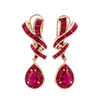JE0352K - Ruby Dangling Earrings Set in 18K Rose Gold Setting