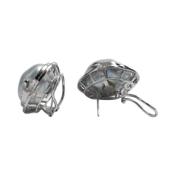 JE0424L - Baroque South Sea Pearl with Diamond Earrings set in 18K White Gold Setting