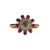 JR0477K - Light Yellow Sapphire with Cabuchon Ruby & Diamond Ring Set in 18K Rose Gold Setting