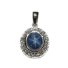 JP0130K - Blue Star Sapphire with Diamond Pendant Set in 18K White Gold Setting