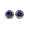 JE0445K - Tanzanite with Halo Diamond Earrings Set in 18K White Gold Setting