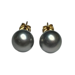 JE0303K - Tahitian South Sea Pearl Stud Earrings Set in 18K Gold Setting