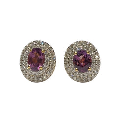 JE0439K - Purple Sapphire with Diamond Earrings Set in 18k Gold Setting