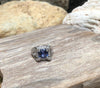 SJ1469 - Blue Sapphire with Diamond Ring Set in 18 Karat White Gold Settings