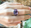SJ1986 - Amethyst with Pink Sapphire Ring Set in 18 K White Gold