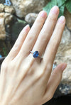 SJ2893 - Blue Sapphire with Ruby and Diamond Ring Set in 18 Karat White Gold Settings