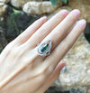 JR0381S - Green Tourmaline & Diamond Ring in 18k White Gold Setting