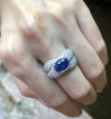 SJ1591 - Blue Sapphire with Diamond Ring Set in 18 Karat White Gold Settings