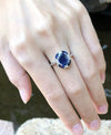 SJ1290 - Blue Sapphire with Diamond Ring Set in 18 Karat White Gold Settings