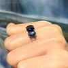 SJ2866 - Blue Star Sapphire with Diamond Ring Set in 18 Karat White Gold Settings