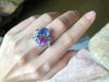 SJ1435 - Blue Sapphire and Pink Sapphire with Diamond Ring Set in 18 Karat White Gold