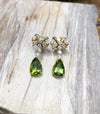 SJ6179 - Peridot with Diamond Bow Earrings Set in 18 Karat Gold Settings
