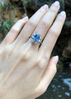 SJ1740 - Blue Sapphire with Diamond Ring Set in 18 Karat White Gold Settings