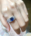 SJ1446 - Blue Sapphire with Diamond Ring Set in 18 Karat White Gold Settings