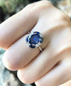 SJ1290 - Blue Sapphire with Diamond Ring Set in 18 Karat White Gold Settings
