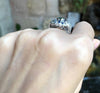 SJ1446 - Emerald with Blue Sapphire and Diamond Ring Set in 18 Karat White Gold Settings