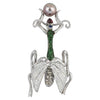 SJ3011 - South Sea Pearl, Tsavorite, Diamond, Ruby, Blue Sapphire Mantis Brooch in 18 K