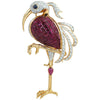 SJ2336 - Ruby, Diamond, Cabuchon Ruby, Cabuchon Blue Sapphire Bird Brooch 18 Karat Gold