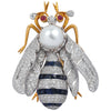 SJ2366 - South Sea Pearl, Blue Sapphire, Diamond, Ruby Bee Brooch Set in 18 Karat