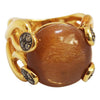 SJ3123 - Sunstone with Brown Diamond Ring Set in 18 Karat Gold Settings