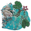 SJ3123 - Turquoise, Tsavorite, Ruby, Brown Diamond and Diamond Frog Brooch Set in 18K
