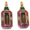 SJ3014 - Tourmaline, Pink Sapphire with Tsavorite and Diamond Earrings in 18 Karat