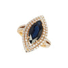SJ3004 - Marquise Blue Sapphire with Diamond Ring Set in 18 Karat Rose Gold Settings