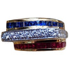 SJ1871 - Ruby, Blue Sapphire with Diamond Ring Set in 18 Karat White Gold Settings