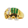SJ2625 - Emerald with Diamond Elephant Ring Set in 18 Karat Gold Settings